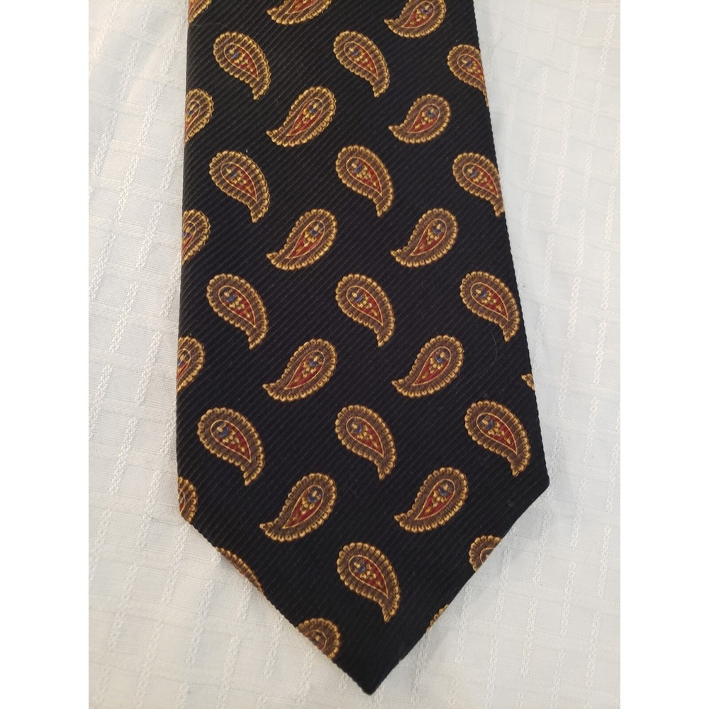 ROBERT TALBOTT Silk Tie Black Paisley print hand sewn